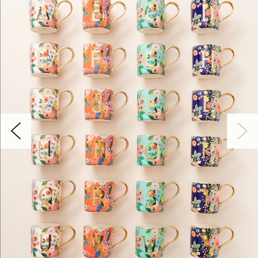 Light blue floral mug with letter ‘S’